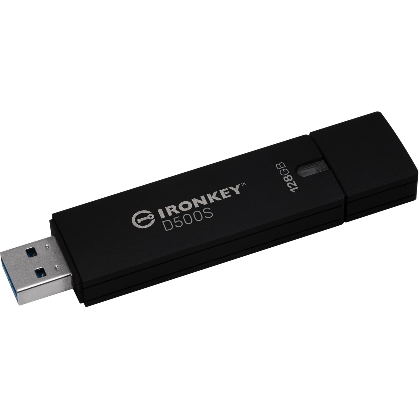 Kingston IronKey D500S - 128GB AES-256 Encrypted USB 3.2 Gen1 Flash Drive, FIPS 140-3, Black