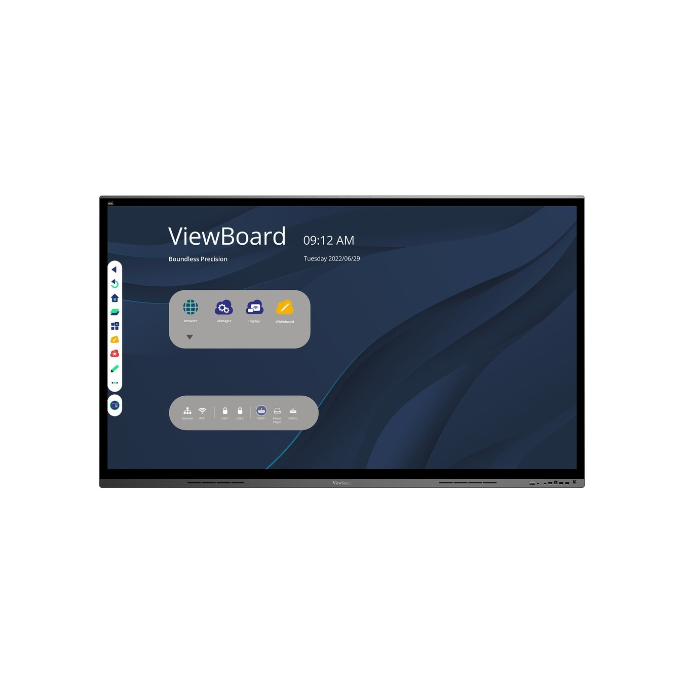 ViewSonic IFP7562 - 75" 4K Interactive Flat Panel - Android SoC 4x ARM Cortex‑A73 1.2GHz, 3GB/32GB, USB‑C PD65W, Black
