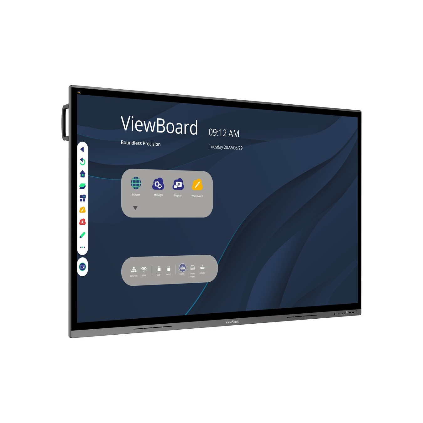 ViewSonic IFP7562 - 75" 4K Interactive Flat Panel - Android SoC 4x ARM Cortex‑A73 1.2GHz, 3GB/32GB, USB‑C PD65W, Black