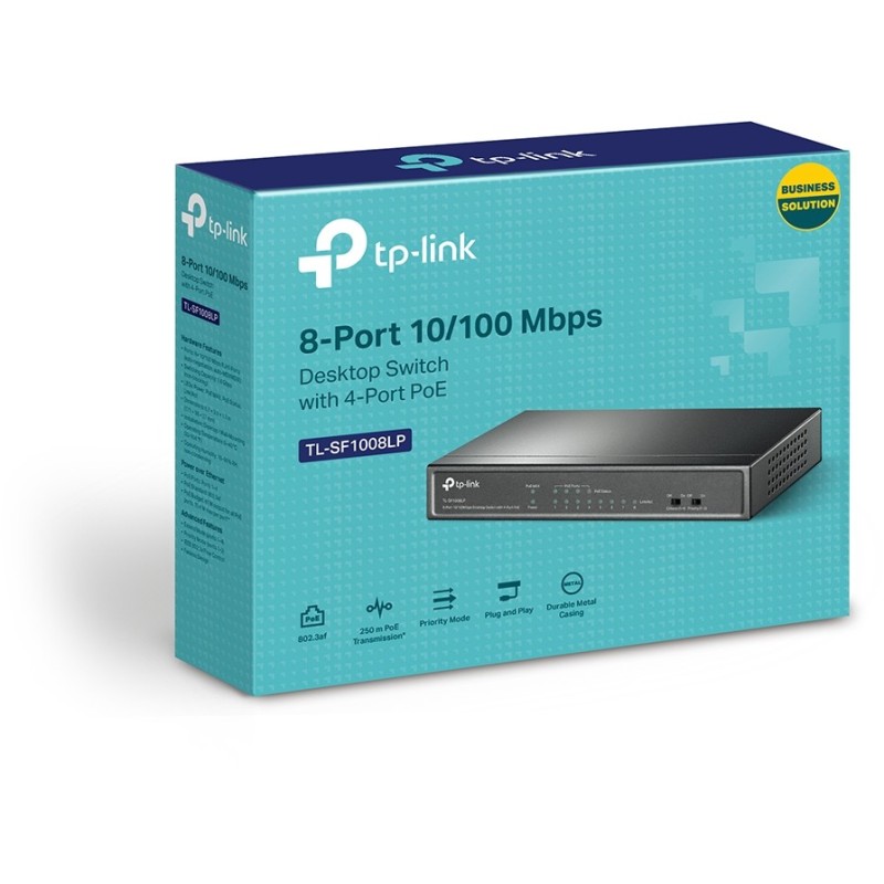 Buy TP-Link TL-SF1008LP - 8-Port 10/100 Unmanaged Switch, 4x PoE+ (41W), Black, ... in Cyprus, Nicosia, Limassol, Larnaka, Pafos