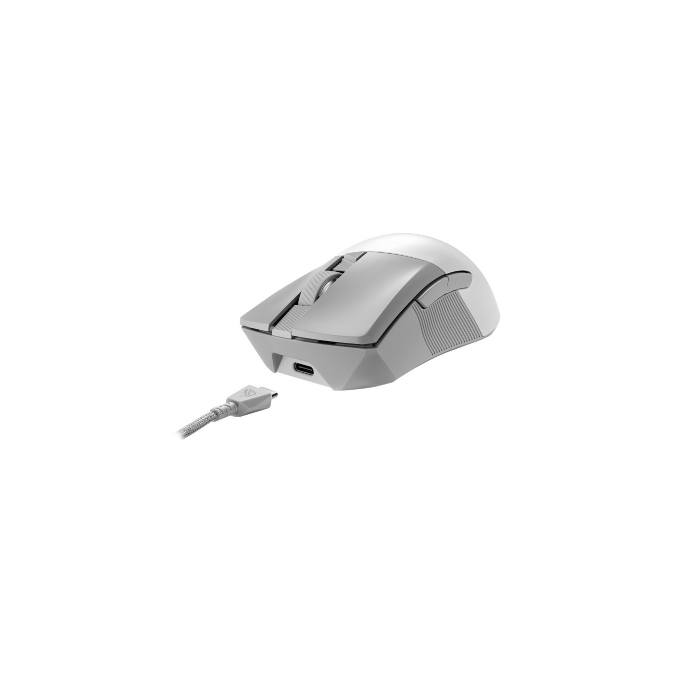 ASUS ROG Gladius III Wireless Aimpoint WT - White - Right-Hand, 36,000 DPI, Tri-Mode (2.4G/BT/USB), USB-C
