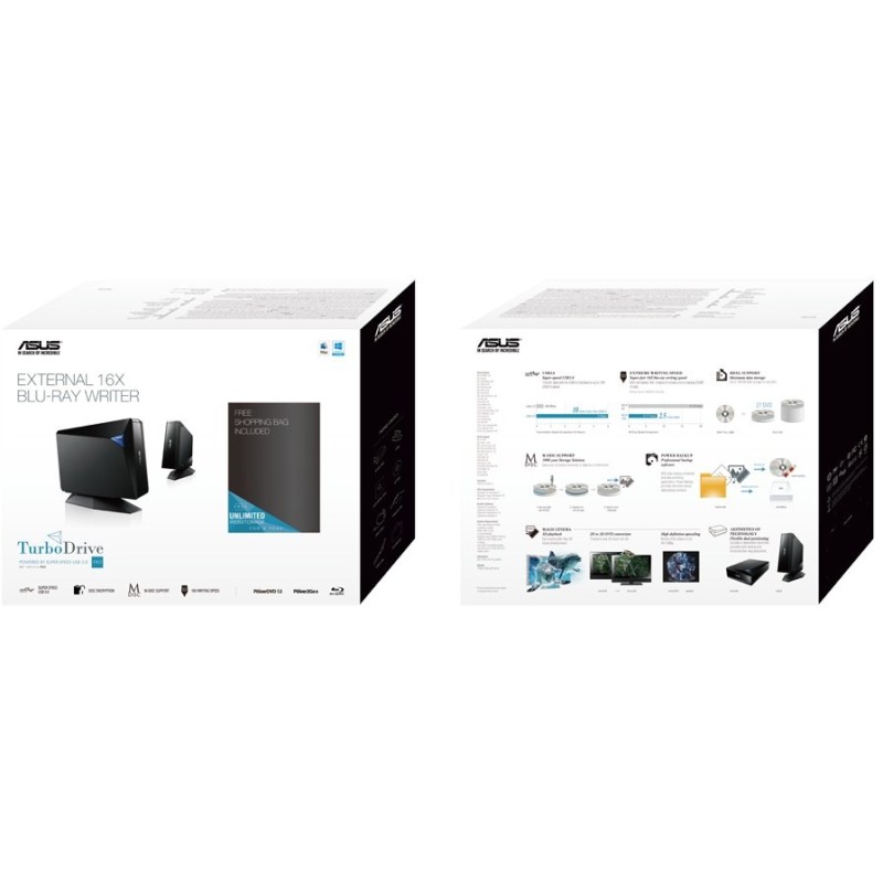 Buy ASUS BW-16D1H-U PRO - External Blu-ray/DVD Combo Drive - Black - USB 3.2 Gen 1 in Cyprus, Nicosia, Limassol, Larnaka, Pafos