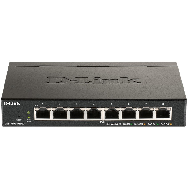 Buy D-Link DGS-1100-08PV2 - 8-Port Gigabit Managed L2/L3 PoE+ Switch (Black, 64W... in Cyprus, Nicosia, Limassol, Larnaka, Pafos