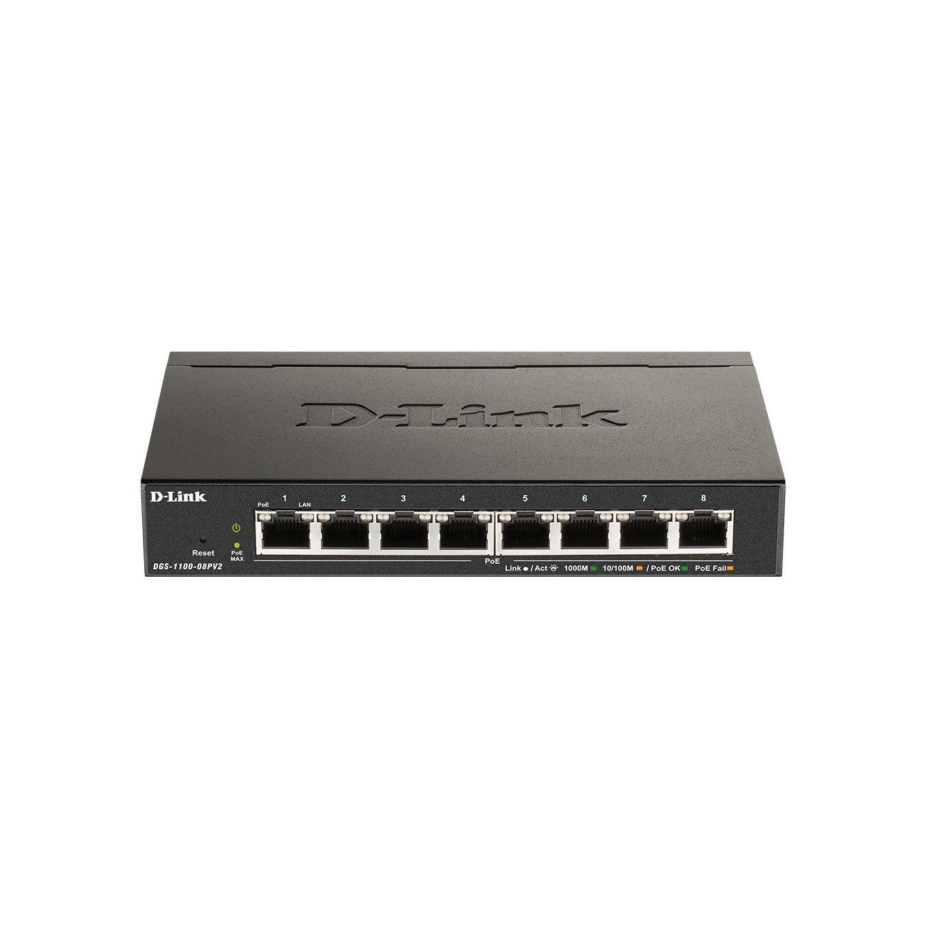 D-Link DGS-1100-08PV2 - 8-Port Gigabit Managed L2/L3 PoE+ Switch (Black, 64W PoE Budget) — Buy in Cyprus with Fast Delivery