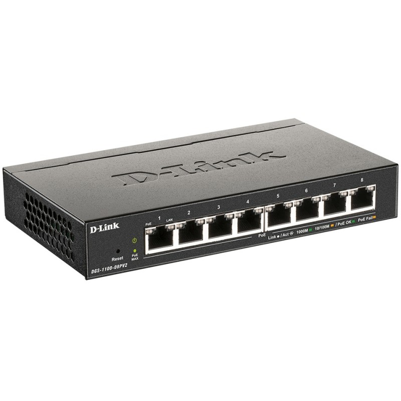 Buy D-Link DGS-1100-08PV2 - 8-Port Gigabit Managed L2/L3 PoE+ Switch (Black, 64W... in Cyprus, Nicosia, Limassol, Larnaka, Pafos