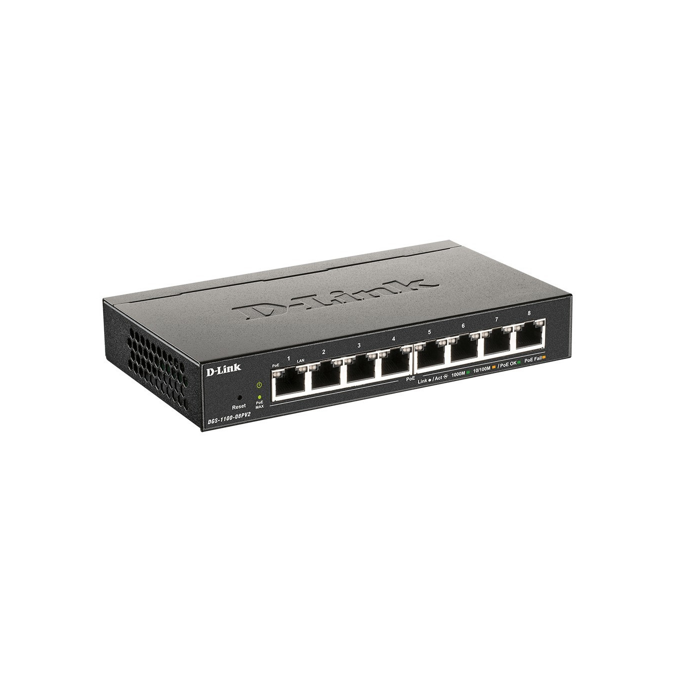 D-Link DGS-1100-08PV2 - 8-Port Gigabit Managed L2/L3 PoE+ Switch (Black, 64W PoE Budget) — Buy in Cyprus with Fast Delivery