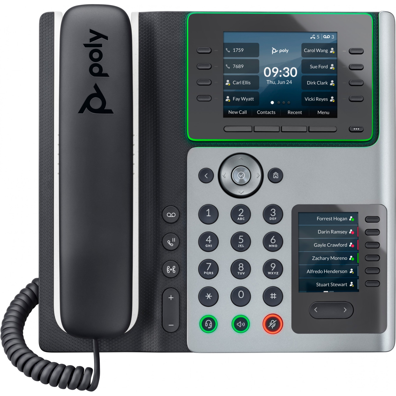 Poly Edge E450 IP Desk Phone - Black - 8 Lines, 3.5" IPS, PoE, Bluetooth 5.0, Gigabit, Dual-band Wi-Fi