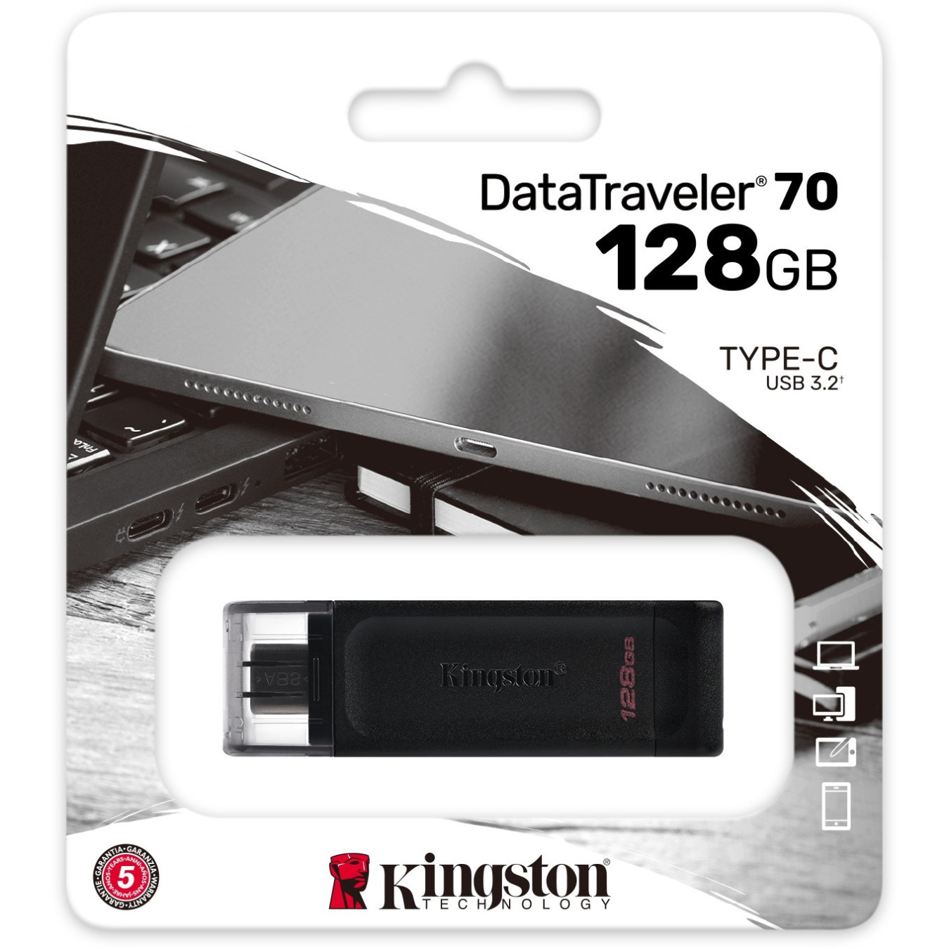 Kingston DataTraveler 70 - 128GB USB-C 3.2 Gen 1 Flash Drive - Black — Buy in Cyprus with Fast Delivery
