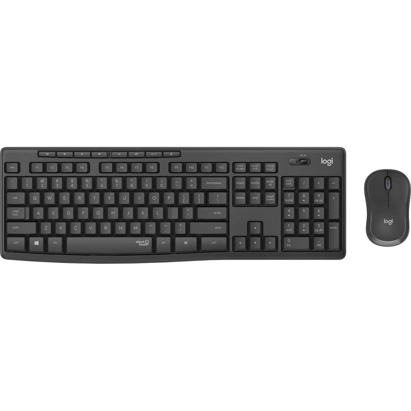 Logitech MK295 Silent Wireless Combo - Graphite - Full-Size (100%) QWERTZ Keyboard & 1000 DPI Mouse, 2.4 GHz Nano Receiver