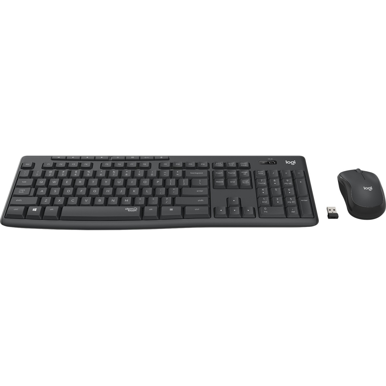 Logitech MK295 Silent Wireless Combo - Graphite - Full-Size (100%) QWERTZ Keyboard & 1000 DPI Mouse, 2.4 GHz Nano Receiver