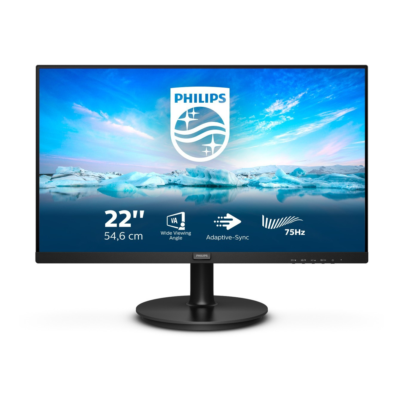 Philips 222V8LA - 21.5" (54.6 cm) Full HD VA Monitor, 75Hz, 4ms, HDMI 1.4 & DP 1.2, Black — Buy in Cyprus with Fast Delivery
