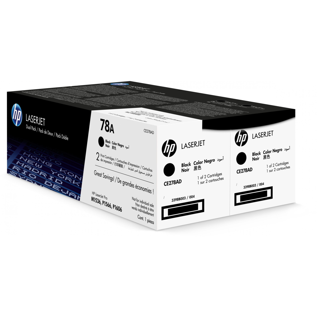 HP 78A Original LaserJet Toner Cartridge - CE278AD - Black, Standard Yield, 4200 Pages (2-Pack)