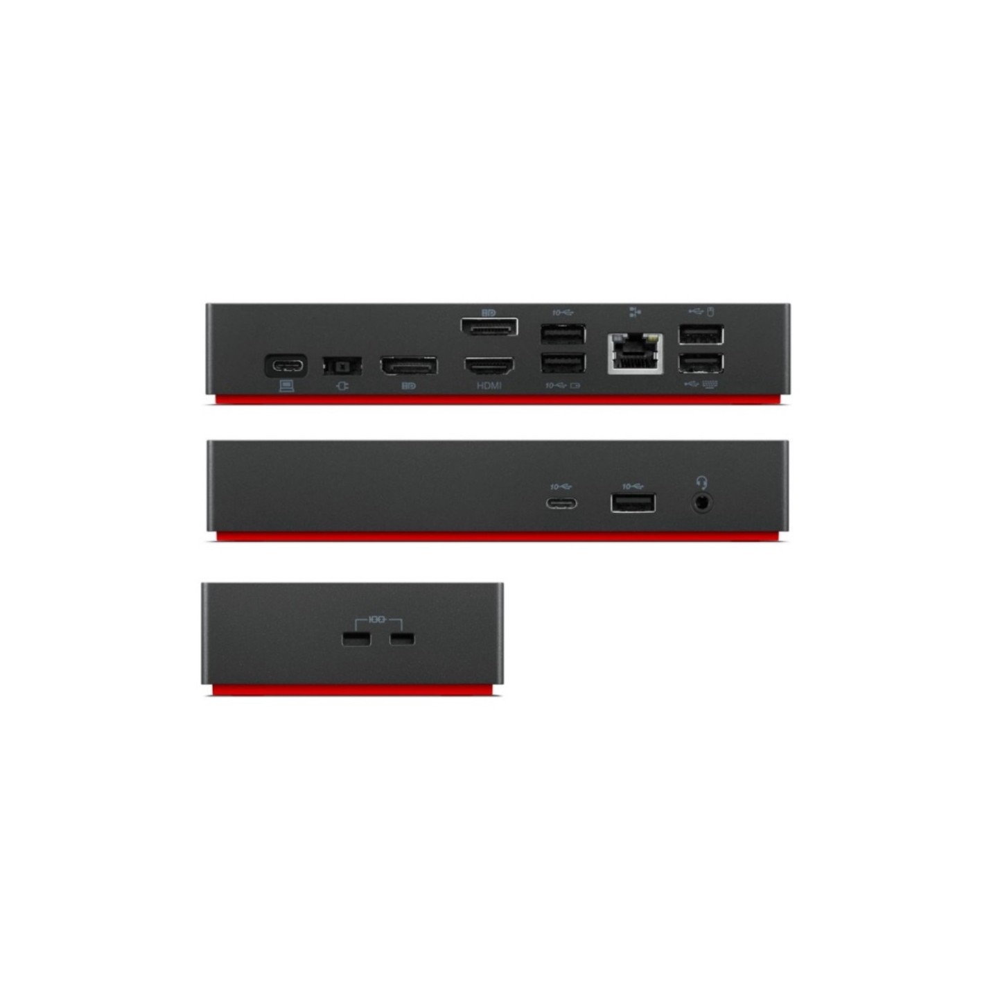 Lenovo USB-C Universal Dock - 135W Power, 3x Display 4K, HDMI + 2x DisplayPort, Gigabit Ethernet, 3x USB-A + 1x USB-C, Black