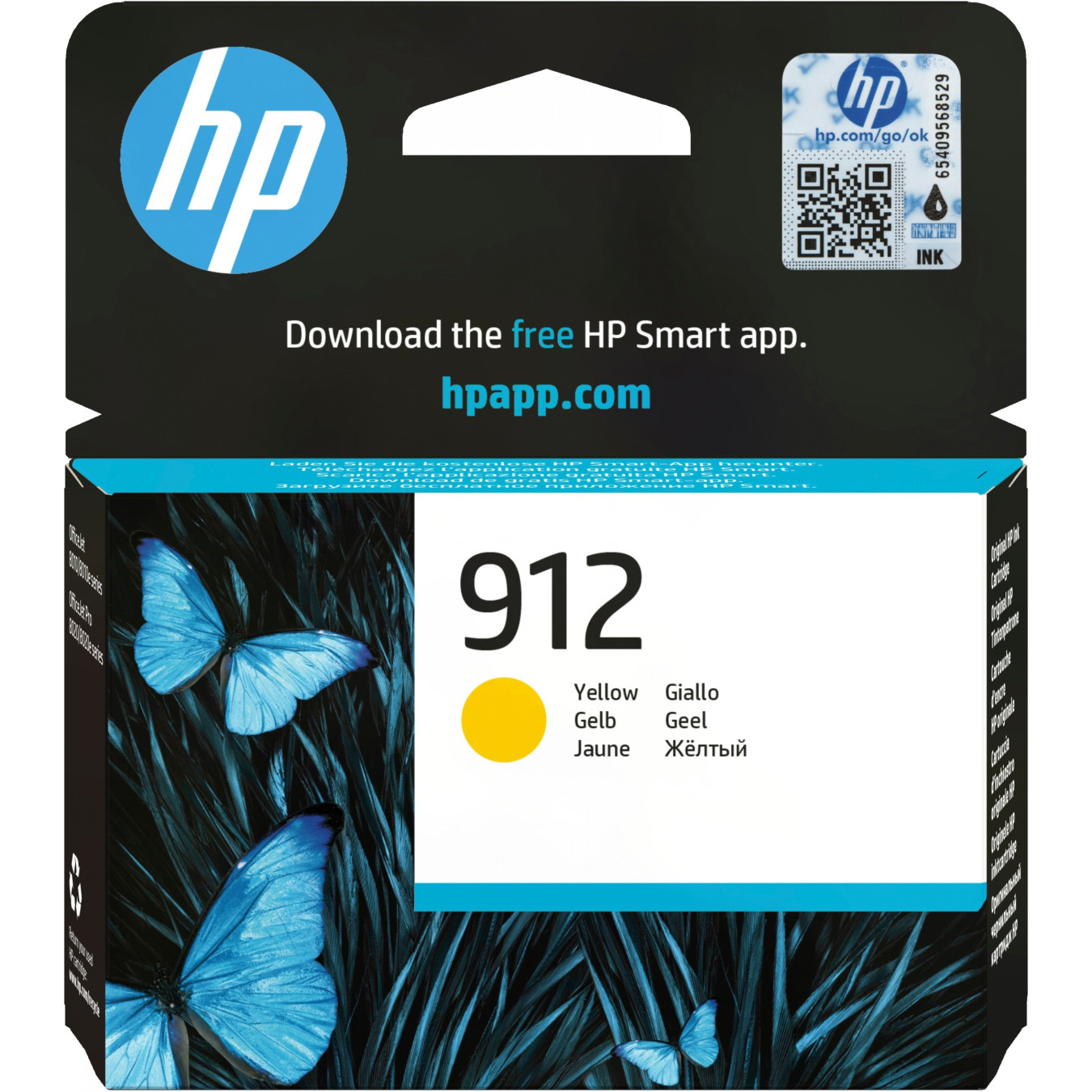 HP 912 Yellow Ink Cartridge - 912 - Original, Standard Yield Pigment Ink 2.9 ml (~315 pages)