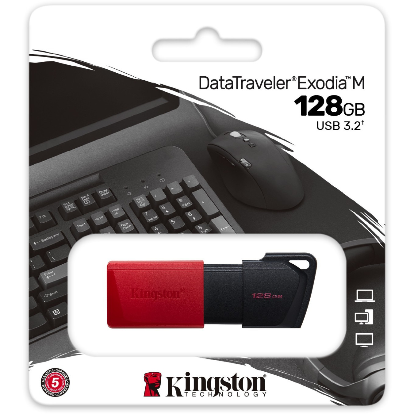 Kingston DataTraveler Exodia M - 128GB USB 3.2 Gen1 - Black/Red Slide USB-A Flash Drive — Buy in Cyprus with Fast Delivery