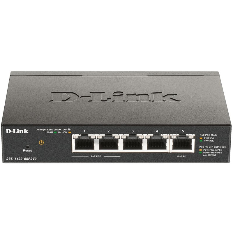 Buy D-Link DGS-1100-05PDV2 - 5-Port Gigabit Smart PoE Switch (2 PoE ports, 18W/p... in Cyprus, Nicosia, Limassol, Larnaka, Pafos