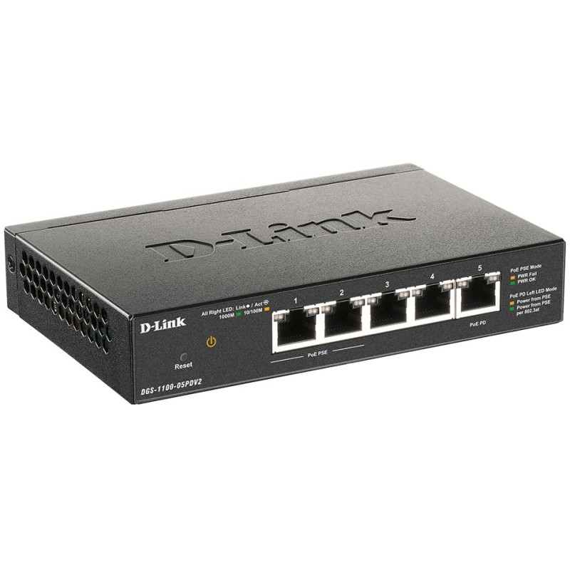 Buy D-Link DGS-1100-05PDV2 - 5-Port Gigabit Smart PoE Switch (2 PoE ports, 18W/p... in Cyprus, Nicosia, Limassol, Larnaka, Pafos