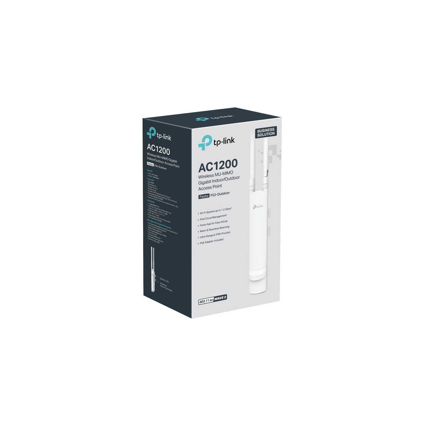 TP-Link Festa F52-Outdoor - AC1200 Dual-Band Outdoor Access Point - White, 2x Detachable Antennas, PoE