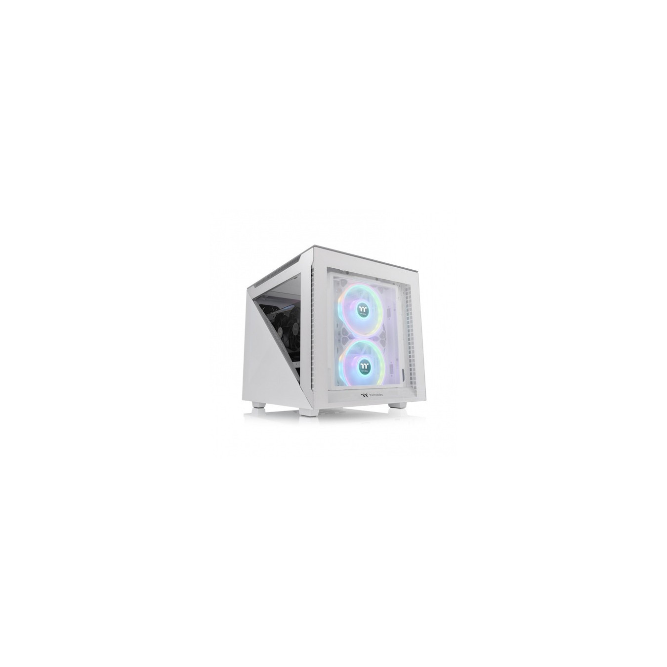 Thermaltake Divider 200 TG Snow - Micro-ATX/Mini-ITX Micro Tower Case - White, 200mm Front Fan, 340mm GPU