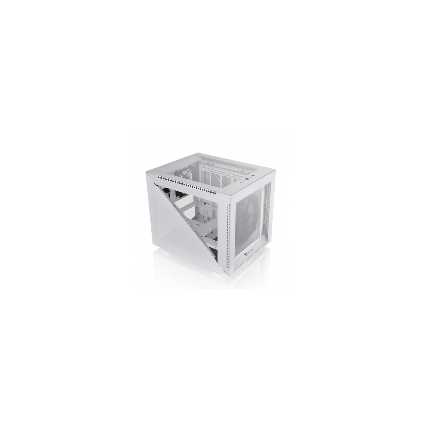 Thermaltake Divider 200 TG Snow - Micro-ATX/Mini-ITX Micro Tower Case - White, 200mm Front Fan, 340mm GPU