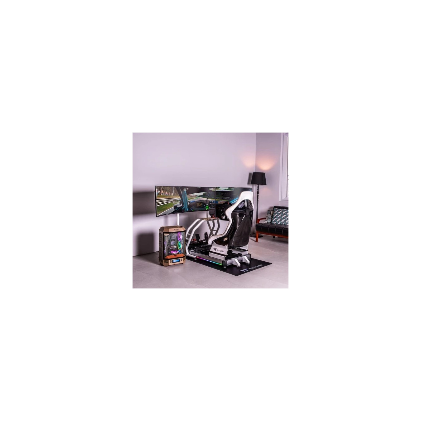Thermaltake GR500 Snow Racing Simulator Cockpit - GSC-R50-CPASWH-01 - White, Hard Backrest, Max 120 kg