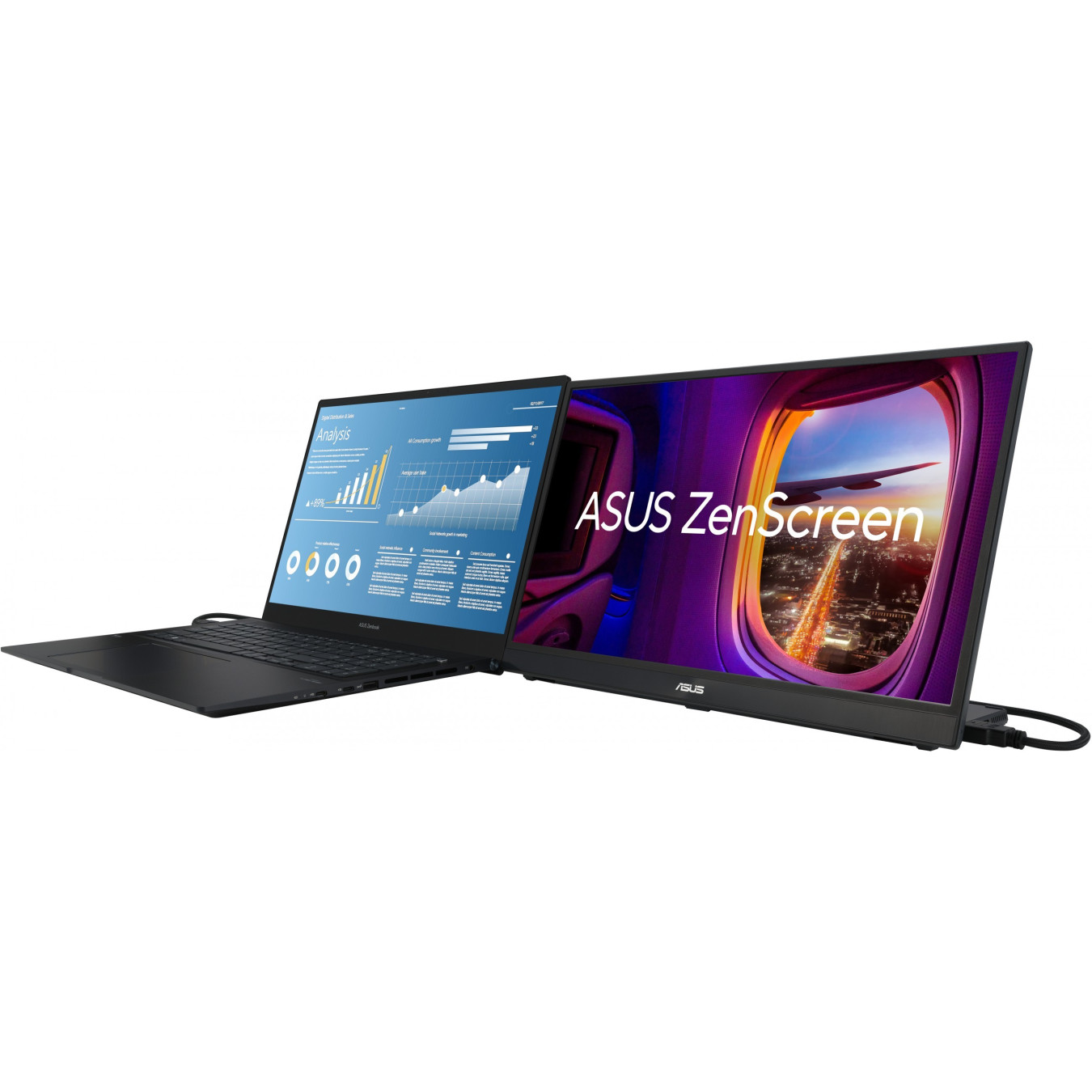 ASUS ZenScreen MB17AHG - 17.3in FHD IPS Portable Monitor - Black, HDMI 1.4 & 2x USB-C, 144Hz, 5ms