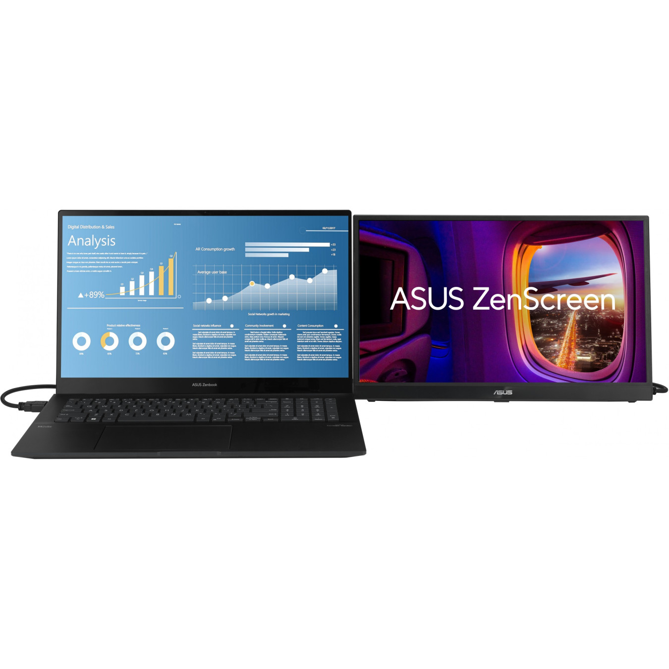 ASUS ZenScreen MB17AHG - 17.3in FHD IPS Portable Monitor - Black, HDMI 1.4 & 2x USB-C, 144Hz, 5ms