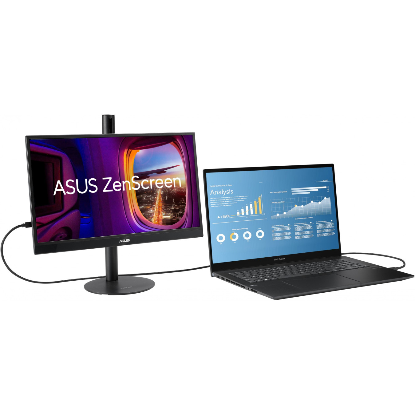 ASUS ZenScreen MB17AHG - 17.3in FHD IPS Portable Monitor - Black, HDMI 1.4 & 2x USB-C, 144Hz, 5ms