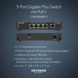 Buy NETGEAR GS305EP-100PES - 5-Port Gigabit Managed L2/L3 PoE+ Switch (4 PoE+ po... in Cyprus, Nicosia, Limassol, Larnaka, Pafos