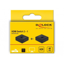 Delock HDMI 2-to-1 Bidirectional Switch - 64072 - 4K@60Hz, Manual, Compact, Black — Buy in Cyprus with Fast Delivery