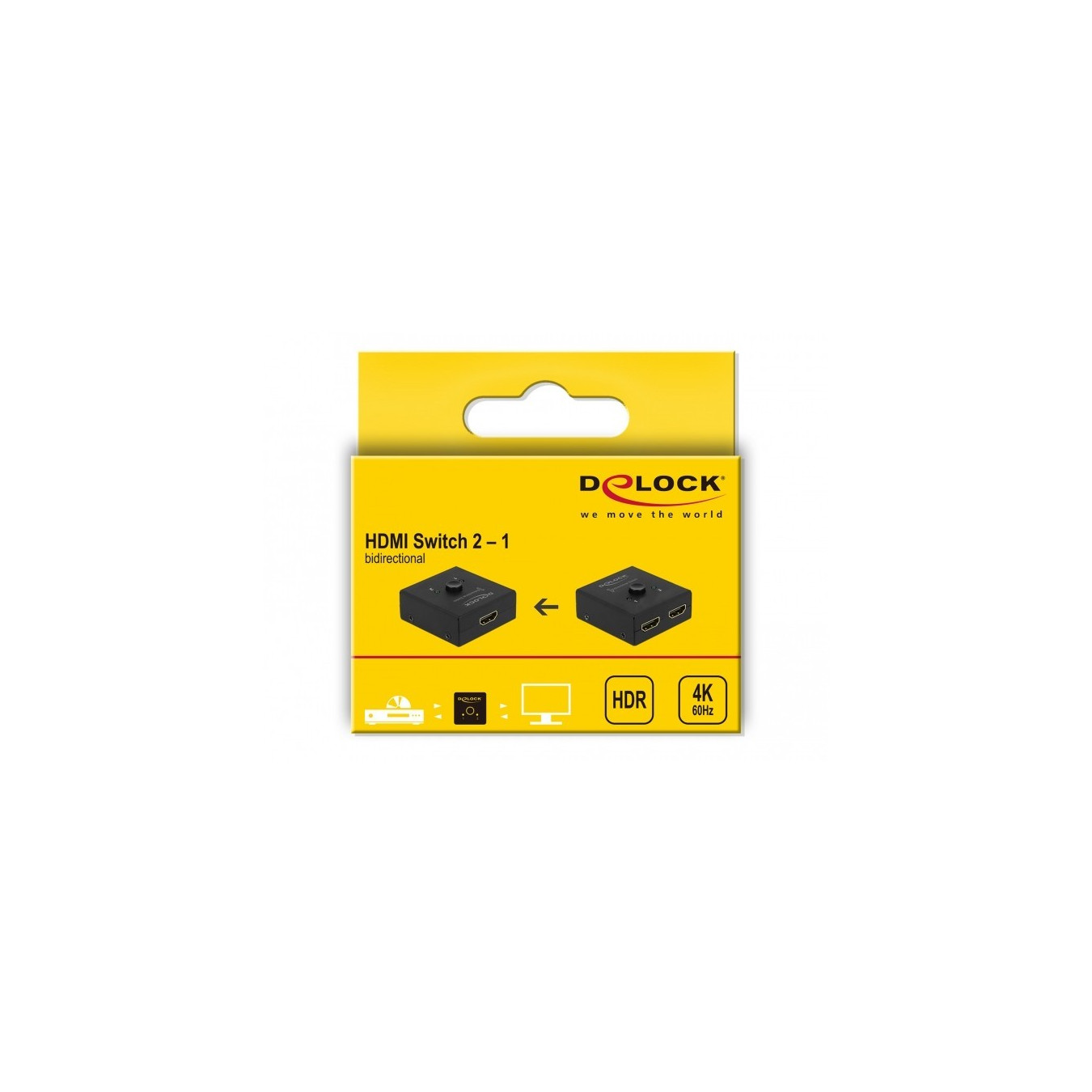 Delock HDMI 2-to-1 Bidirectional Switch - 64072 - 4K@60Hz, Manual, Compact, Black — Buy in Cyprus with Fast Delivery