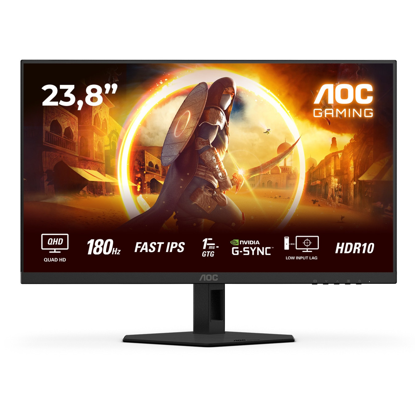 AOC Q24G4RE - 23.8" QHD Fast IPS Gaming Monitor - Black/Red, 180Hz, 1ms GTG, HDR10 — Buy in Cyprus with Fast Delivery