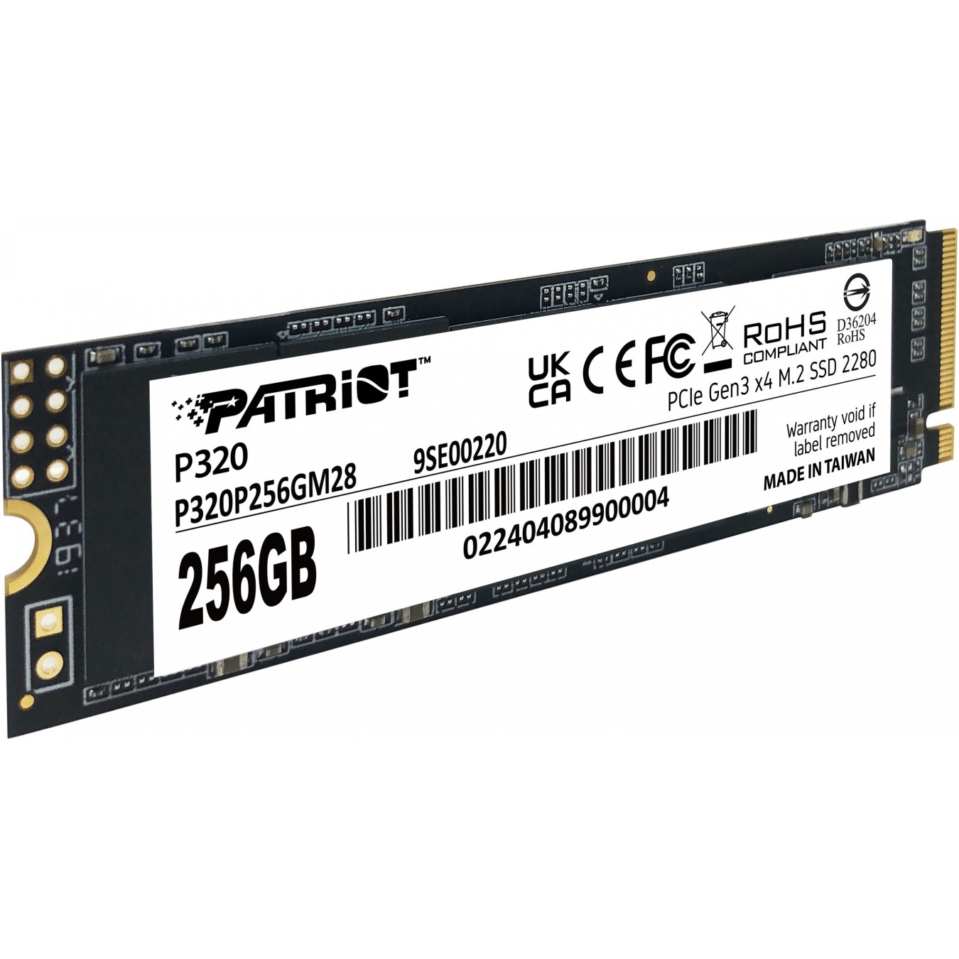 Patriot M.2 NVMe SSD - P320 - 256GB (M.2 2280), PCIe 3.0 x4, NVMe 1.3, 2200 MB/s Read — Buy in Cyprus with Fast Delivery