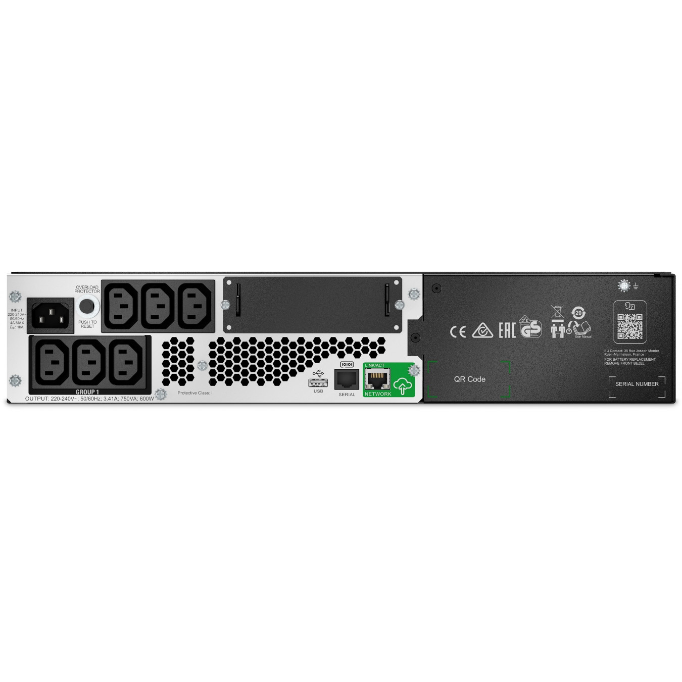 APC Smart-UPS SMTL750RMI2UC - 750VA/600W LiFePO4 Line-Interactive UPS, Rack/Tower 2U, 6×IEC-C13, Short Depth, LCD (Grey)