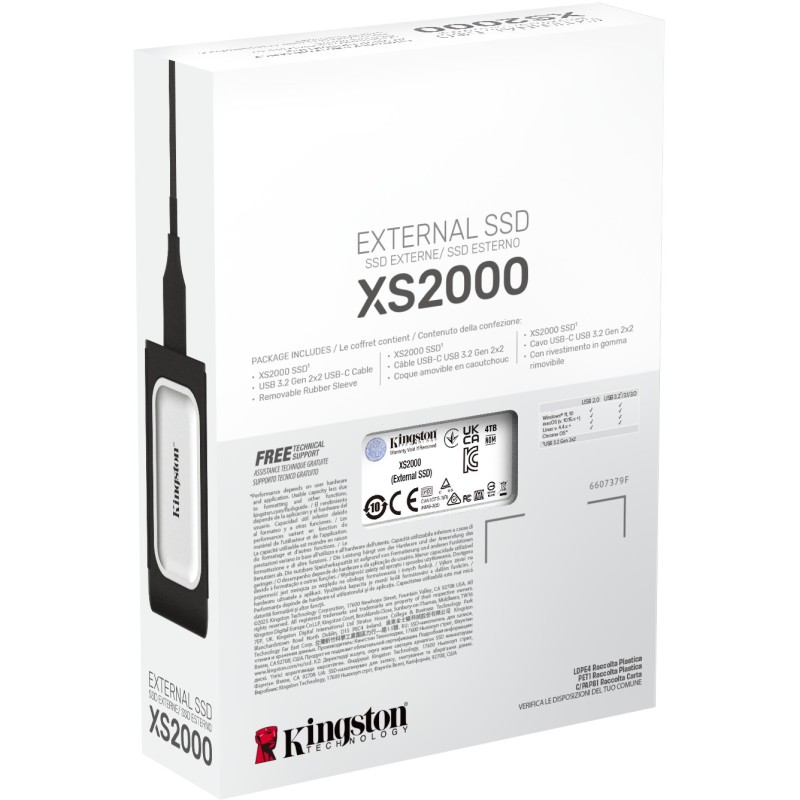 Buy Kingston XS2000 Portable SSD - 4TB - USB-C 3.2 Gen2, 2000 MB/s, Black/Silver in Cyprus, Nicosia, Limassol, Larnaka, Pafos