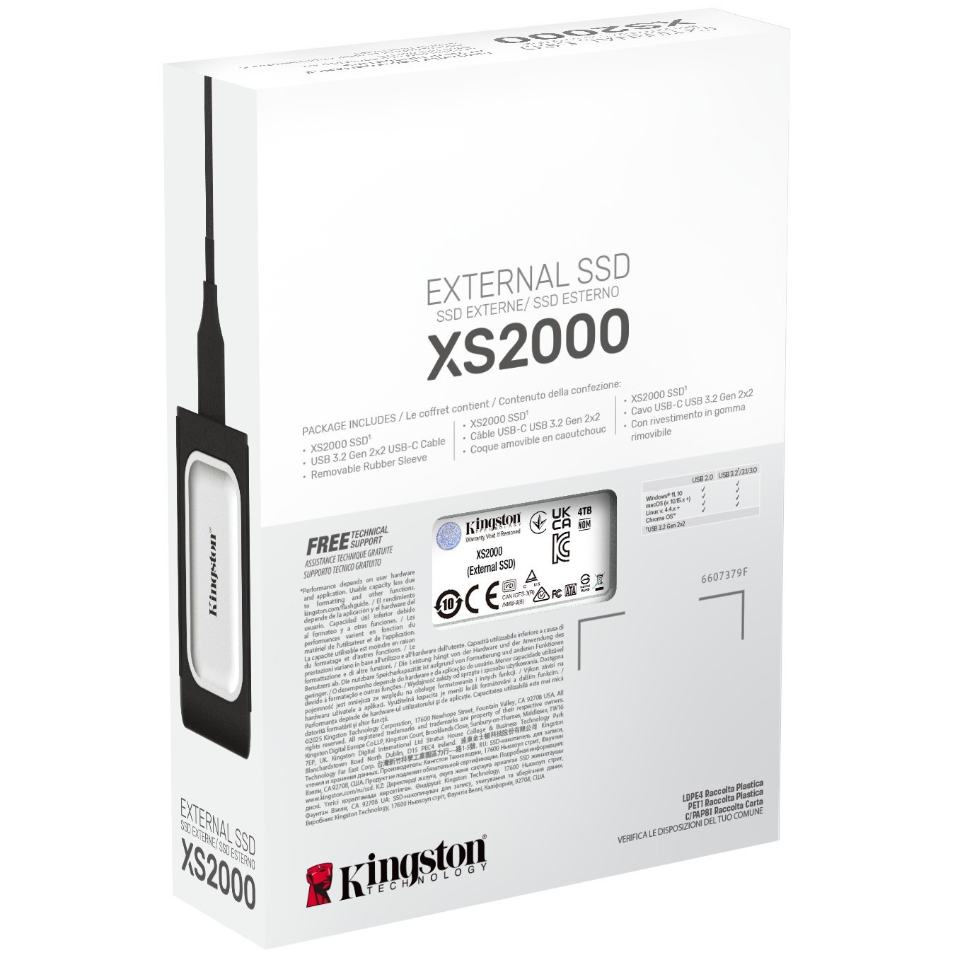 Kingston XS2000 Portable SSD - 4TB - USB-C 3.2 Gen2, 2000 MB/s, Black/Silver — Buy in Cyprus with Fast Delivery