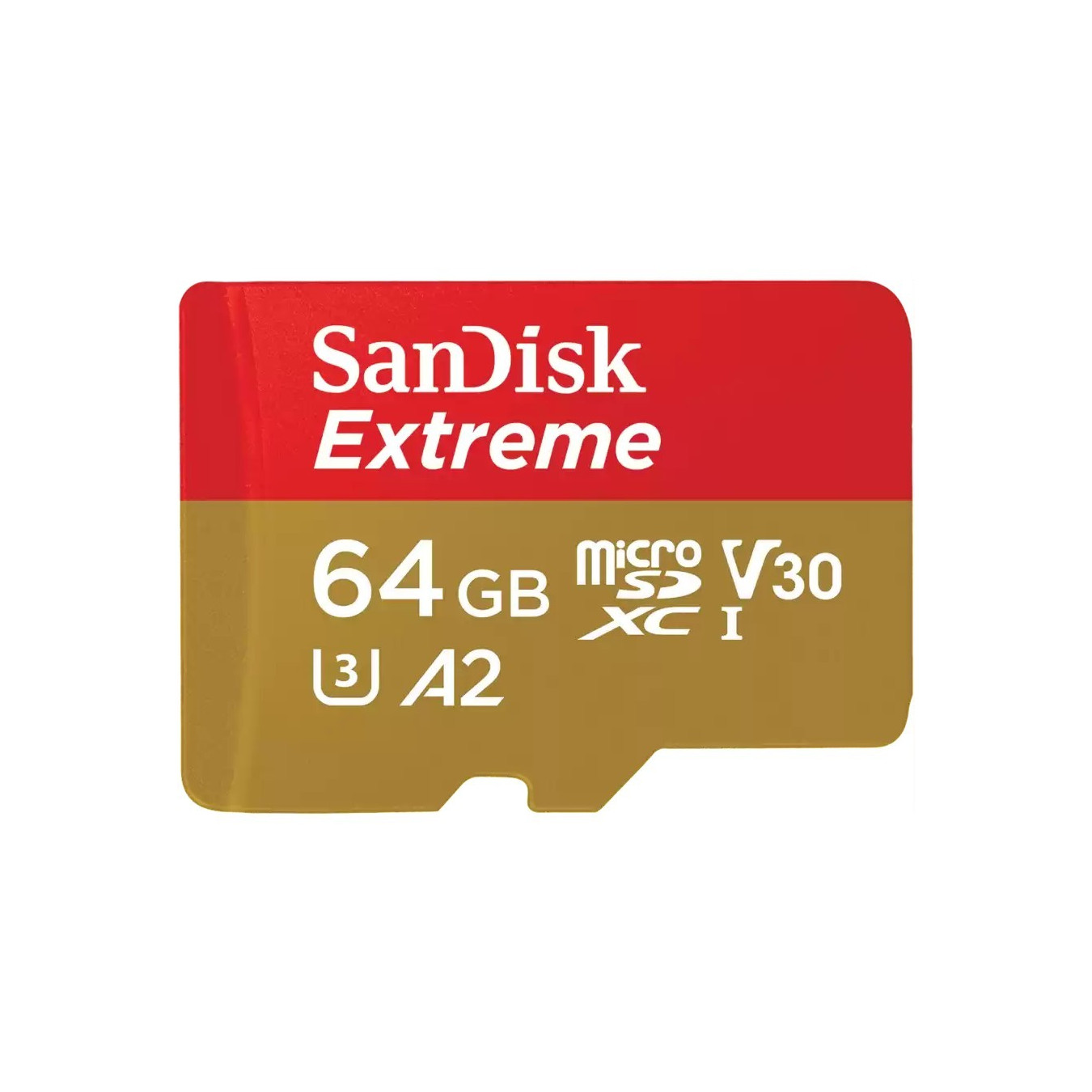 SanDisk Extreme microSDXC 64GB - Gold/Red - UHS-I U3 V30, 160MB/s Read, 60MB/s Write + SD Adapter