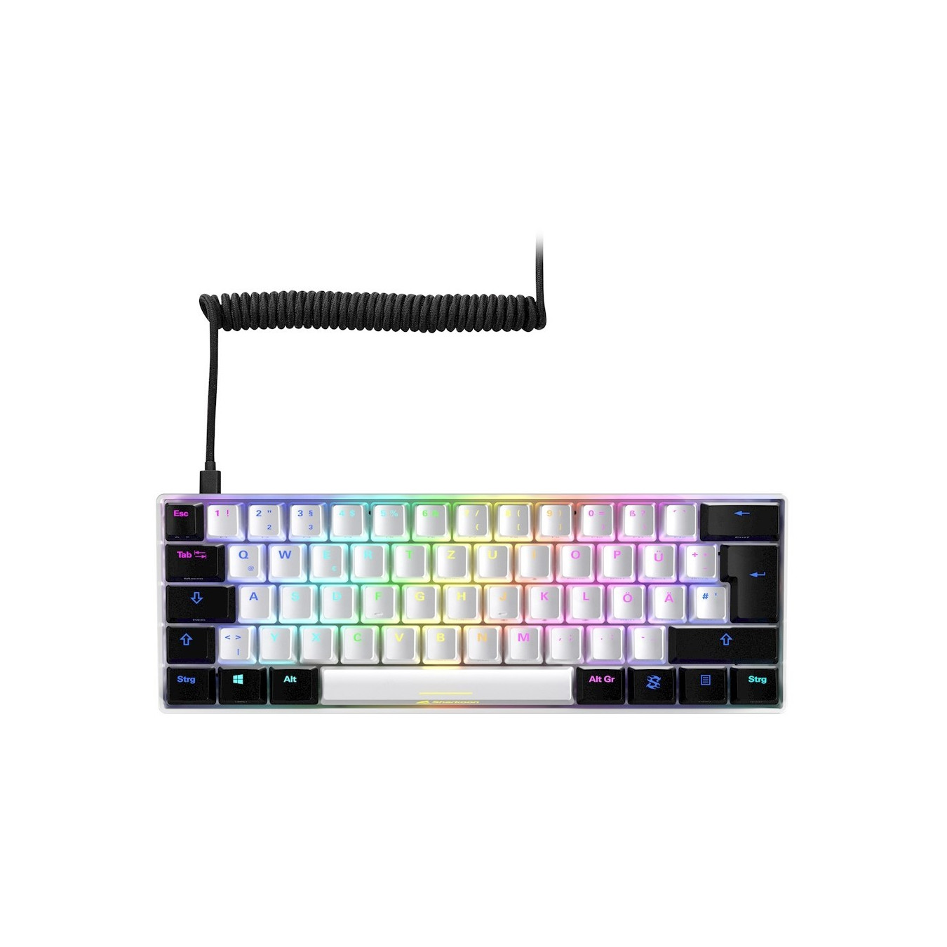 Sharkoon SKILLER SGK50 S4 - 60% Mechanical Gaming Keyboard - White, German QWERTZ, Kailh Red, RGB, 32KB