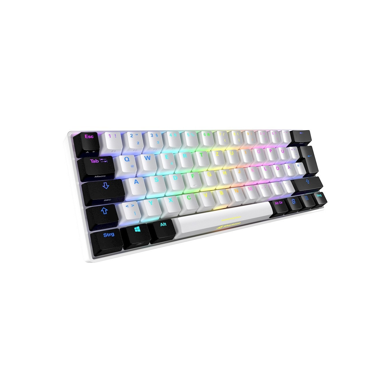 Sharkoon SKILLER SGK50 S4 - 60% Mechanical Gaming Keyboard - White, German QWERTZ, Kailh Red, RGB, 32KB