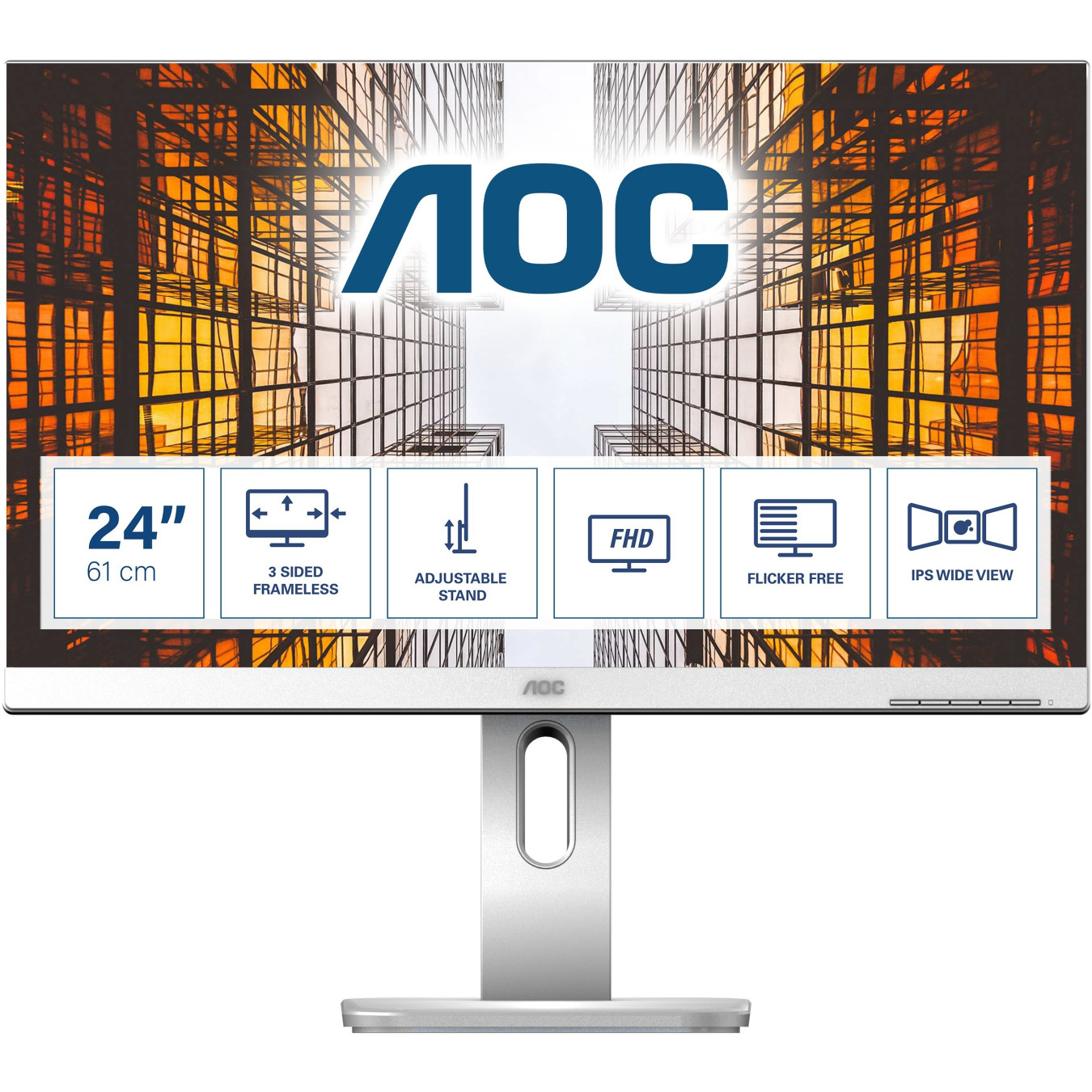 AOC P1 X24P1/GR - 24" (61 cm) WUXGA IPS Monitor - Grey, 1920x1200, 60Hz, 4 ms, USB 3.2 Gen1 (4x USB-A)
