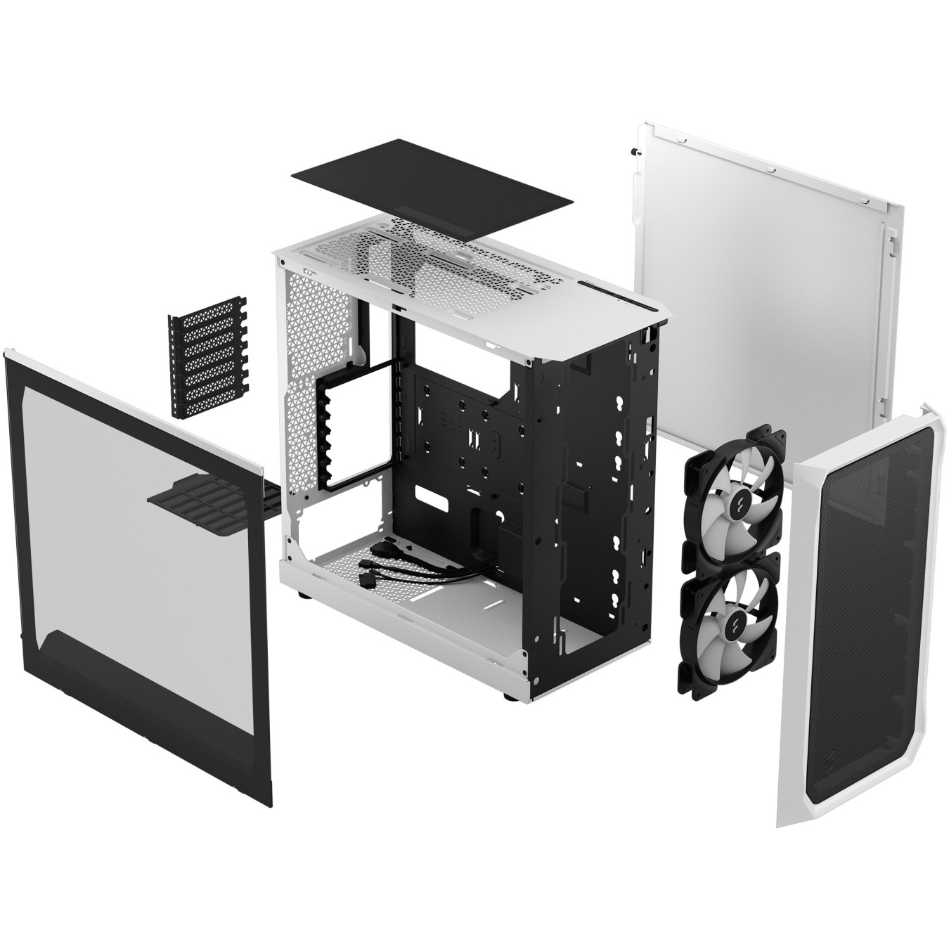 Fractal Design Focus 2 RGB - Mid-Tower Case - White, Tempered Glass, RGB Fans, ATX/mATX/Mini-ITX