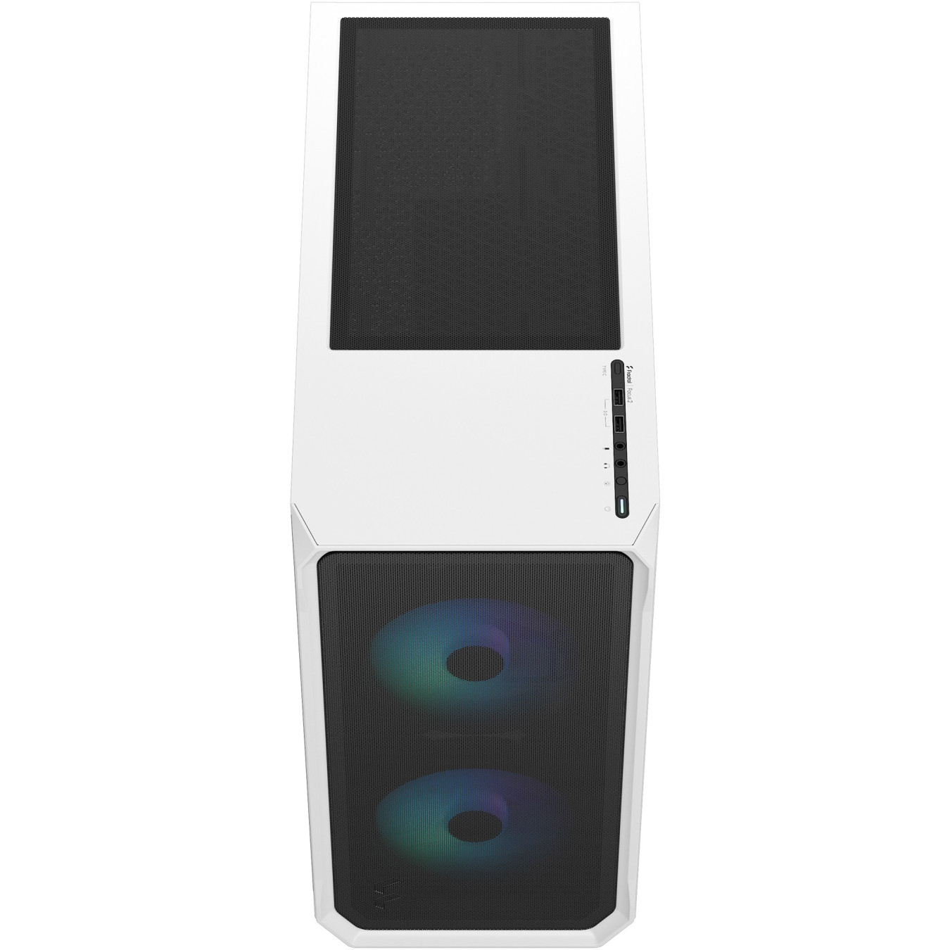 Fractal Design Focus 2 RGB - Mid-Tower Case - White, Tempered Glass, RGB Fans, ATX/mATX/Mini-ITX