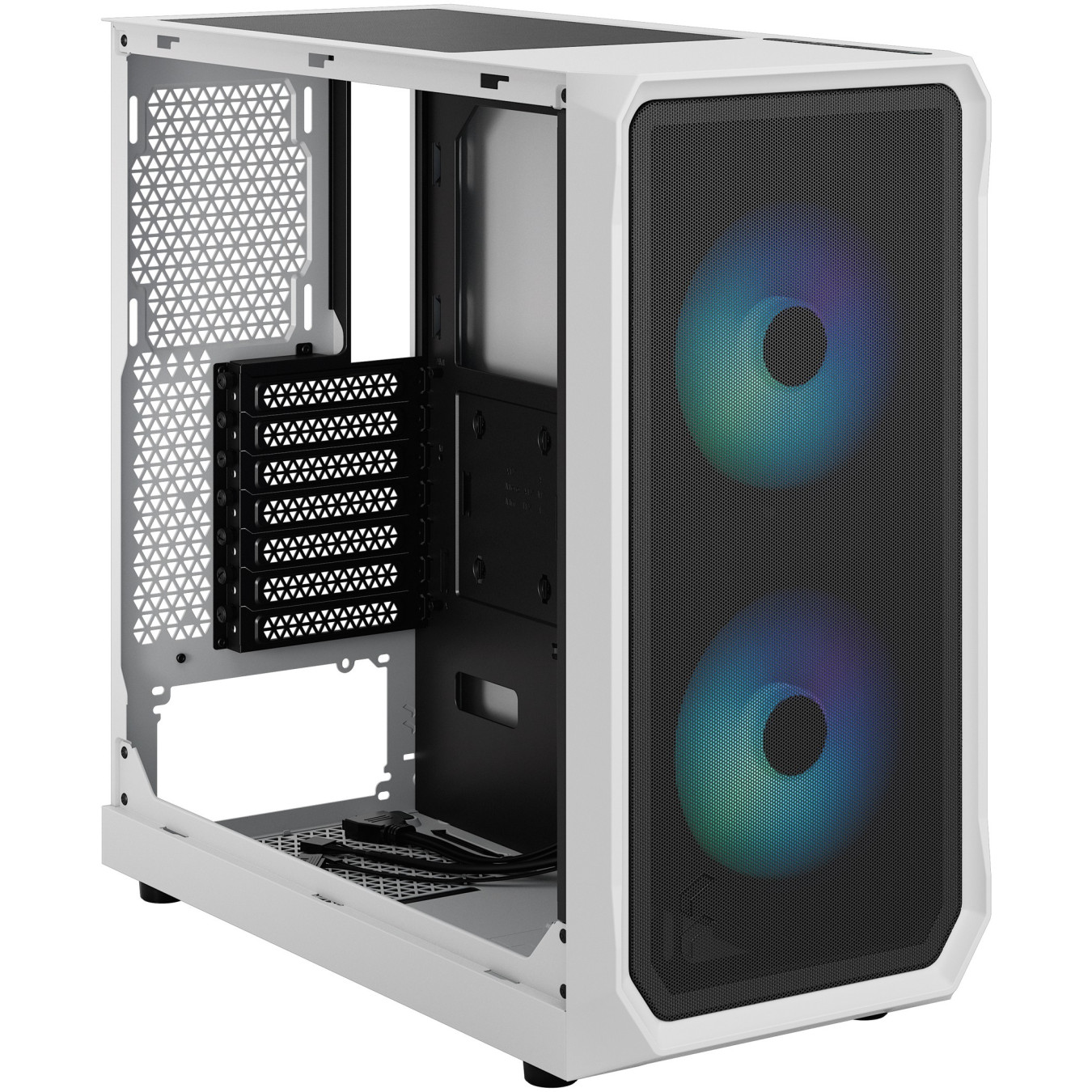 Fractal Design Focus 2 RGB - Mid-Tower Case - White, Tempered Glass, RGB Fans, ATX/mATX/Mini-ITX