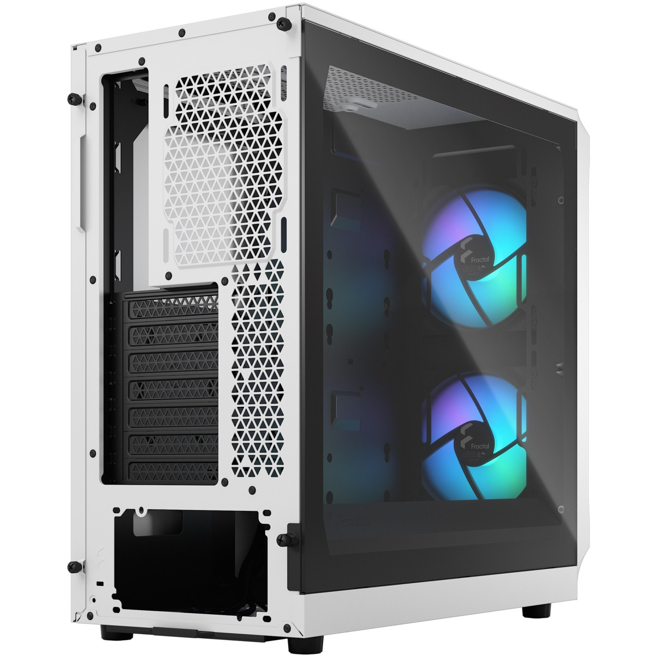Fractal Design Focus 2 RGB - Mid-Tower Case - White, Tempered Glass, RGB Fans, ATX/mATX/Mini-ITX