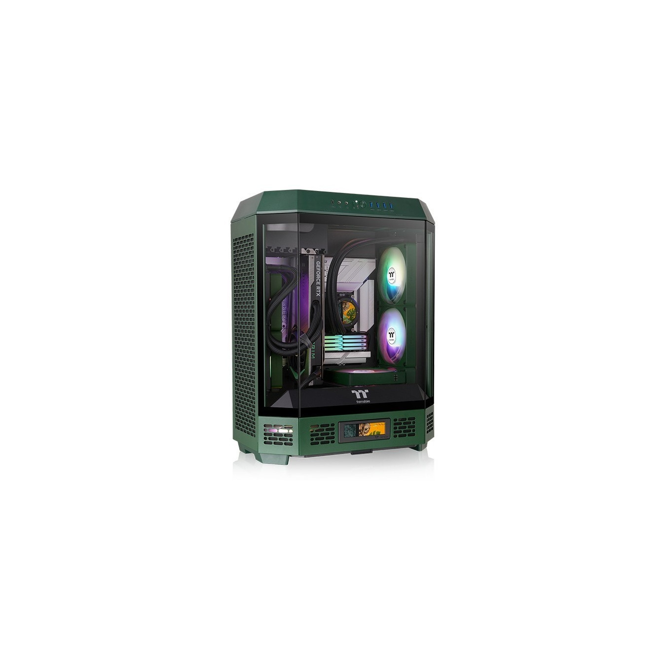 Thermaltake The Tower 600 TG - Mid Tower Gaming PC Case - Racing Green, Tempered Glass, USB-C