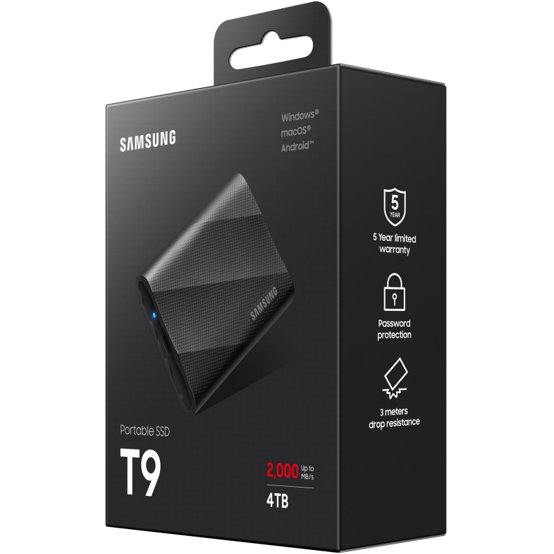 Buy Samsung Portable SSD T9 - MU-PG4T0B - 4TB NVMe USB-C 3.2 Gen2 Black, 2000 MB... in Cyprus, Nicosia, Limassol, Larnaka, Pafos
