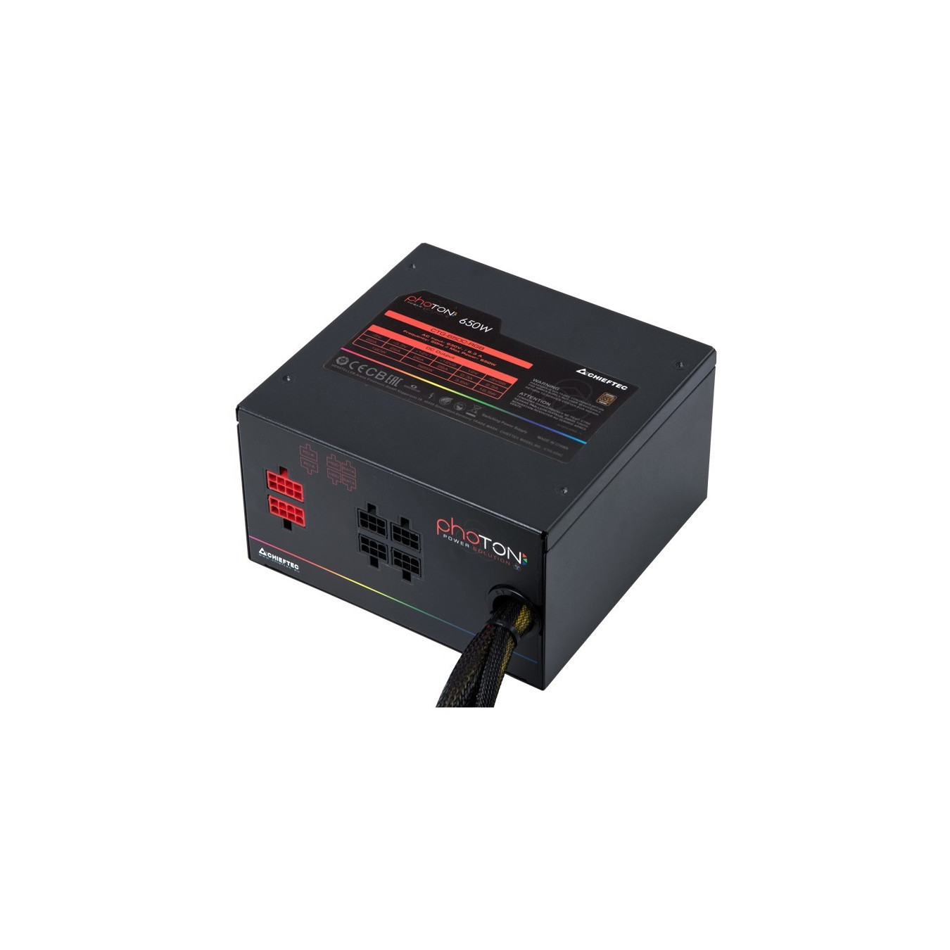 Chieftec Photon CTG-650C-RGB - 650W Semi-Modular PSU, RGB Illumination, Black — Buy in Cyprus with Fast Delivery