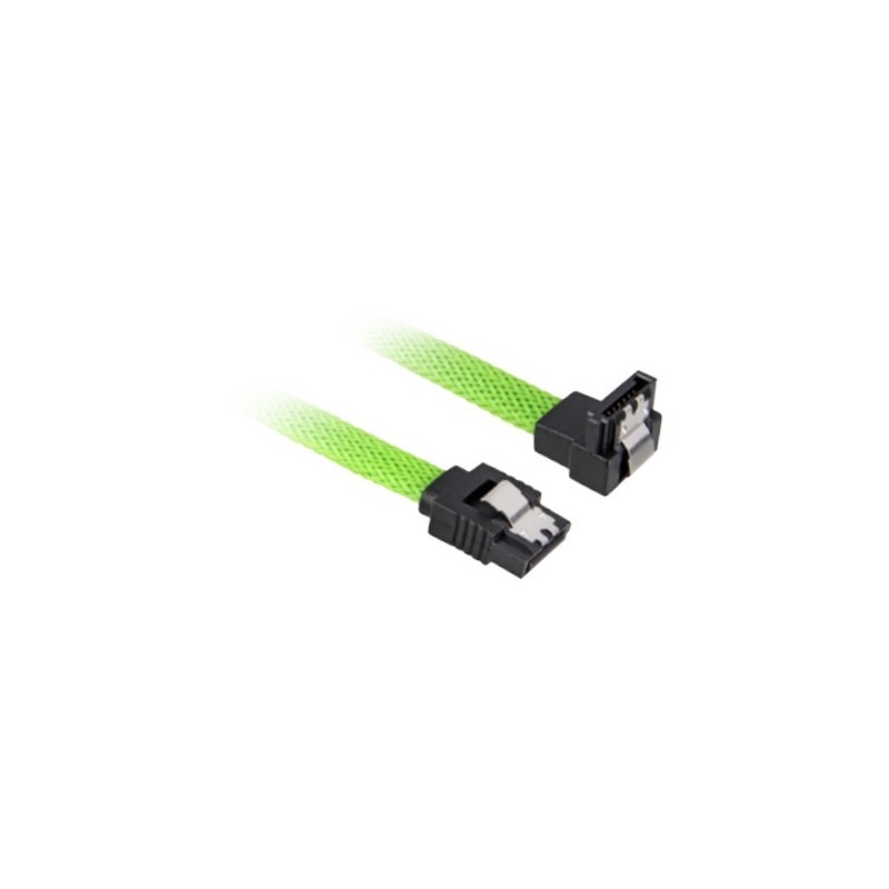Buy Sharkoon SATA III 90° Sleeved Cable 0.3 m - Green Sleeve, Black Connectors ... in Cyprus, Nicosia, Limassol, Larnaka, Pafos