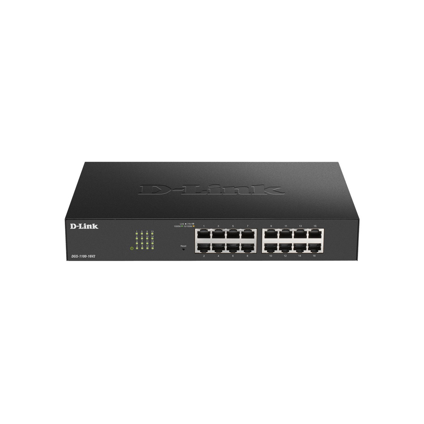 D-Link DGS-1100-16V2 - 16-Port Managed L2 Gigabit Switch - Fanless Rackmount, 125 MHz CPU, 16 MB Flash, Black