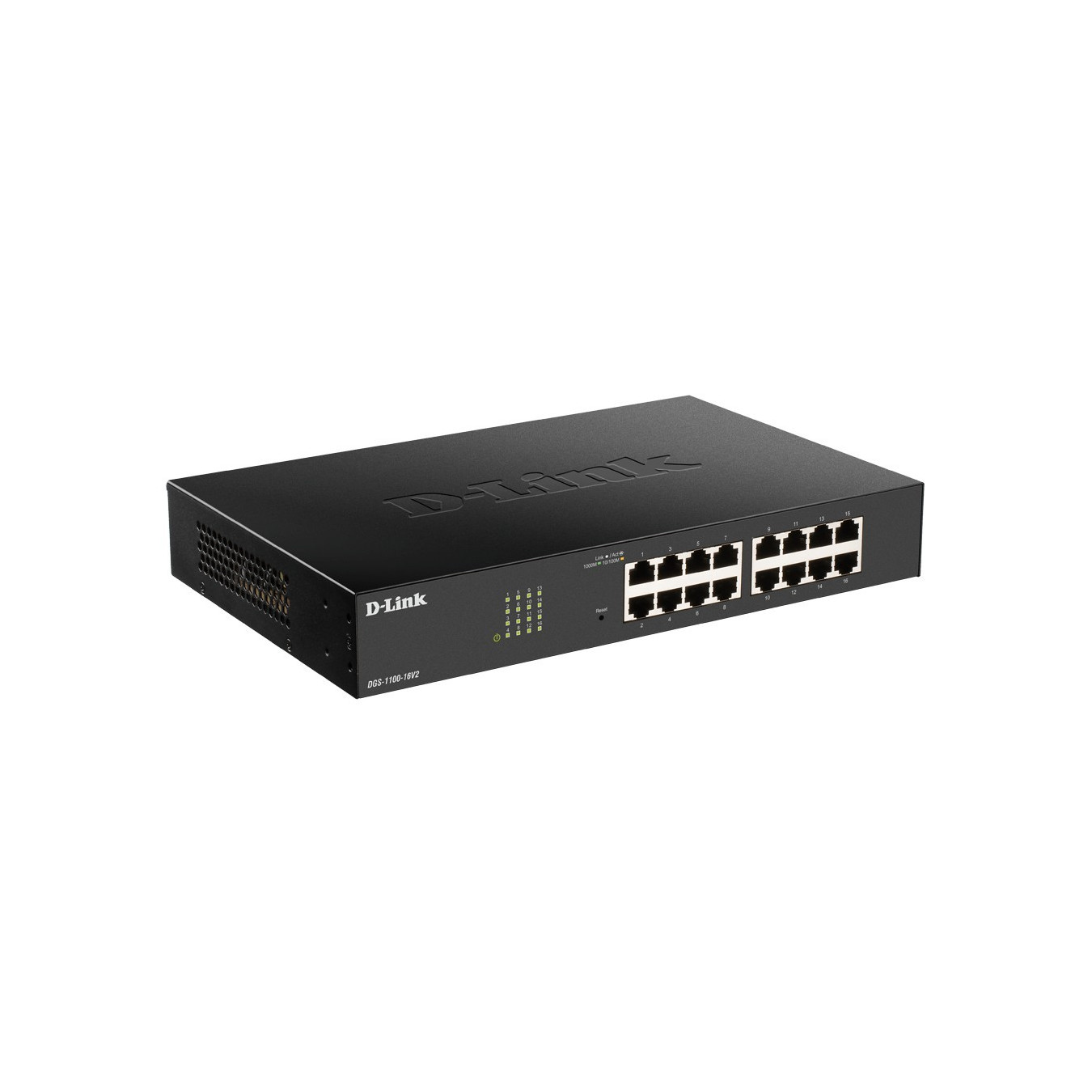 D-Link DGS-1100-16V2 - 16-Port Managed L2 Gigabit Switch - Fanless Rackmount, 125 MHz CPU, 16 MB Flash, Black